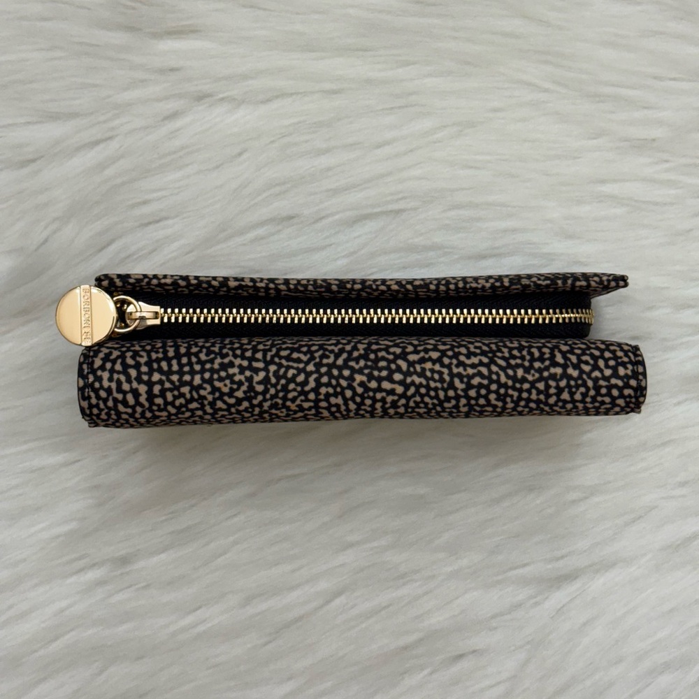 BORBONESE - BLACK TAN NYLON OP NATURALE NERO MEDIUM SIZED TRIFOLD SNAP WALLET - Picture 7 of 16